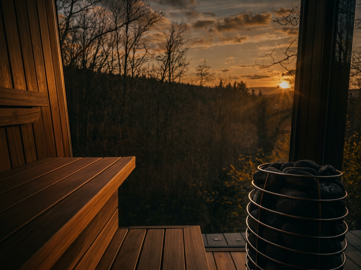 Charred shou-sugi-ban wood cladding at sunset