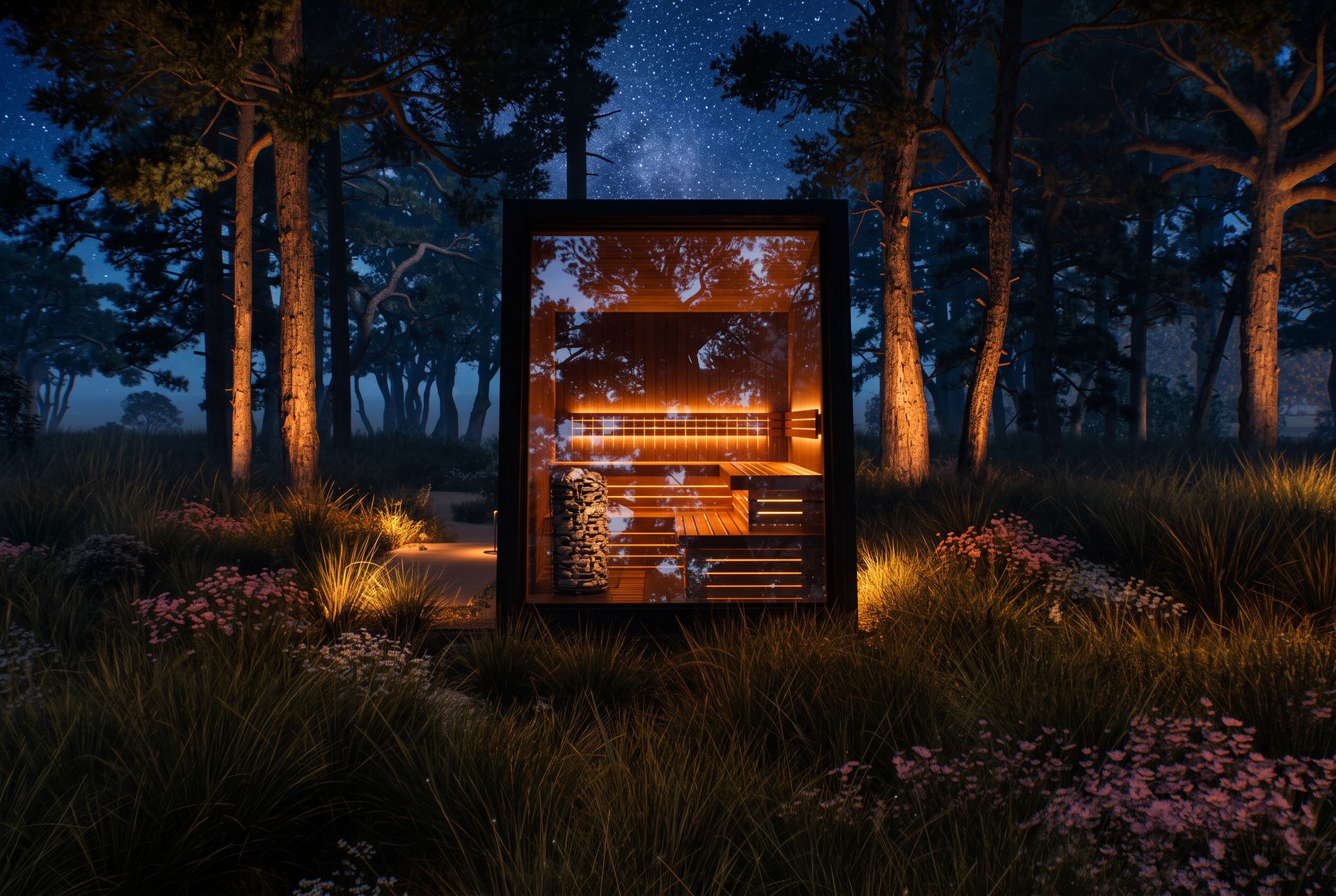 Sauna at night